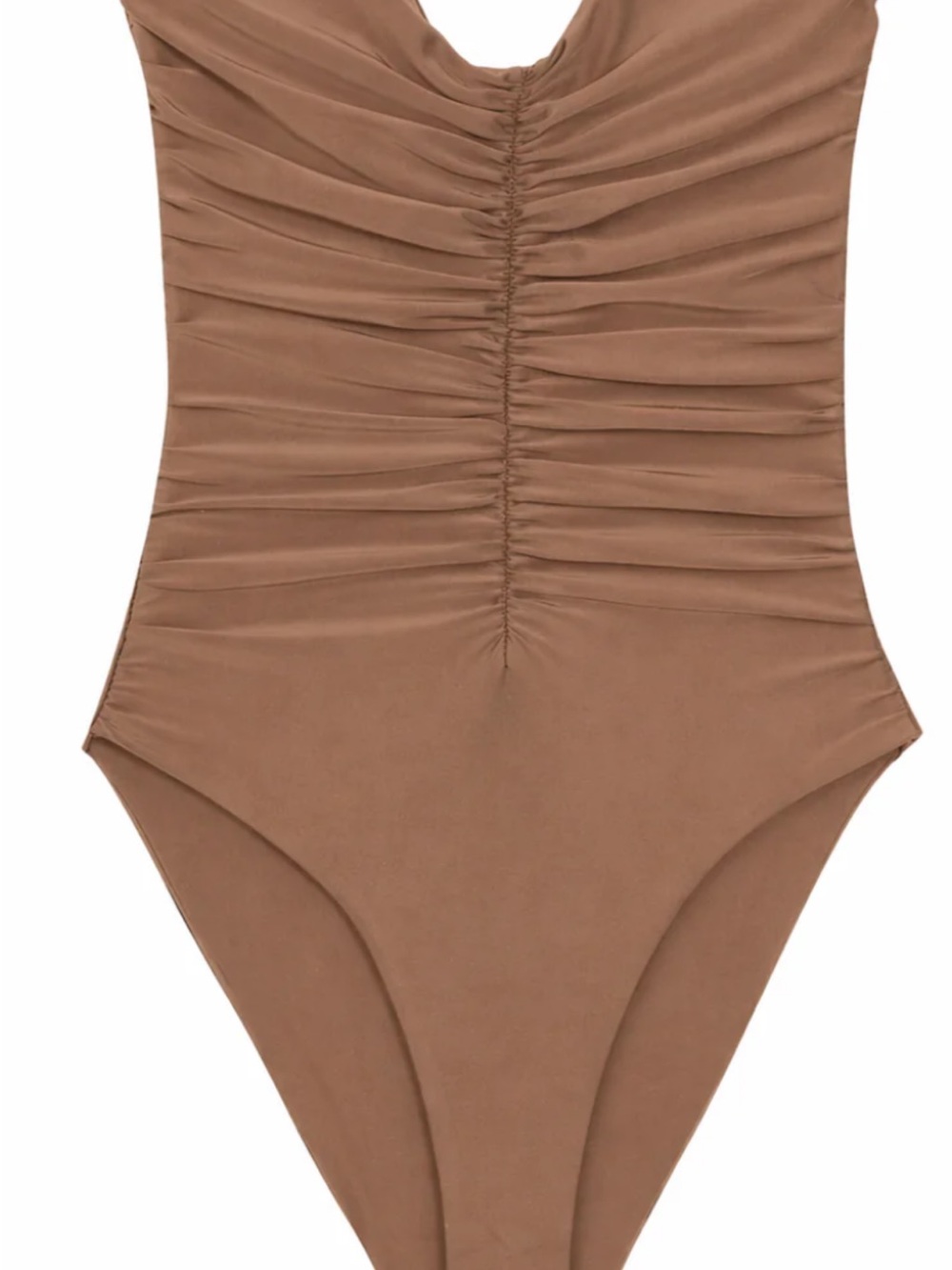 NWOT Jade Swim Women’s One Piece Ruched Strapless Swimsuit  Brown Taupe Sz M